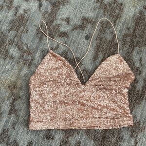 Urban Outfitters Gold Sequin Crop Camisole